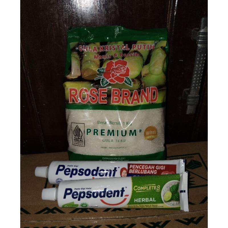 

Paket bundling Gula 1kg + pepsodent jumbo