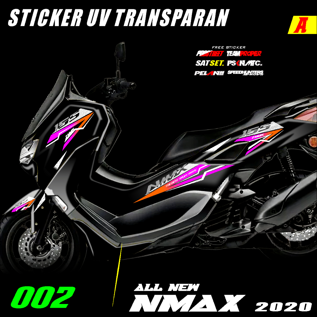 STRIPING TRANSPARAN NMAX ALL NEW CONNECTED 155 MOTIF RAINBOW PST 002