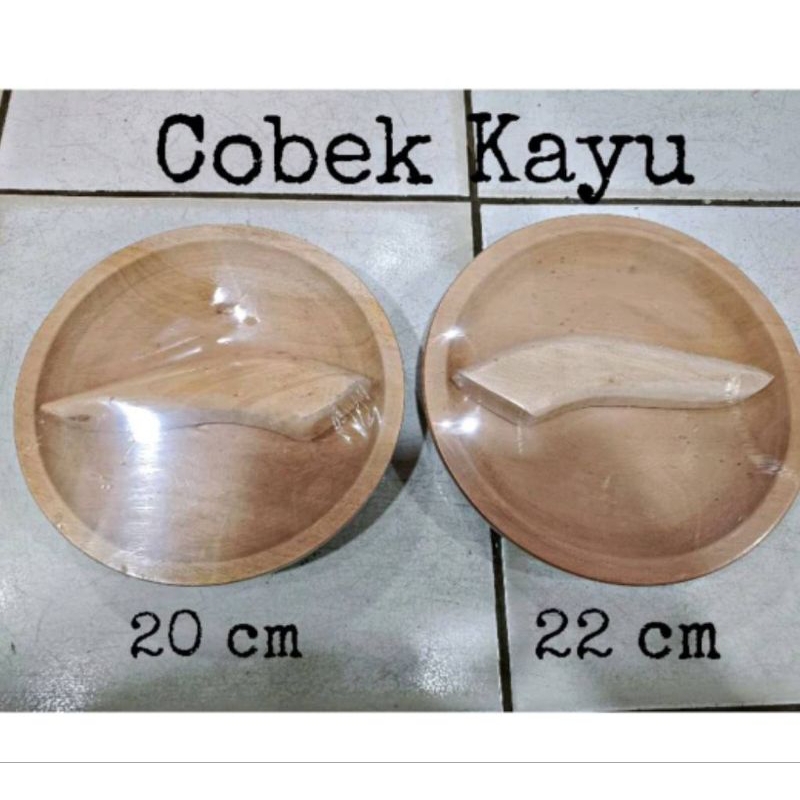 1 Paket Cobek Kayu + Ulekan Ukuran Besar dan kecil