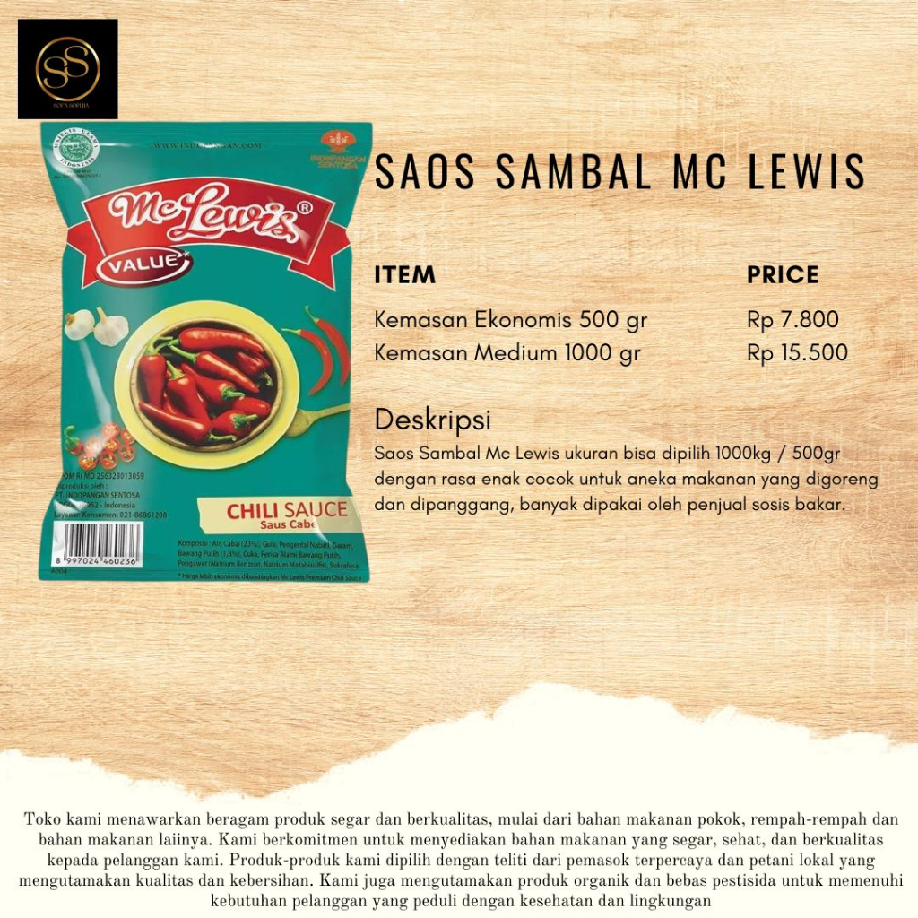 

Saos Sambal Cabe Mc Lewis