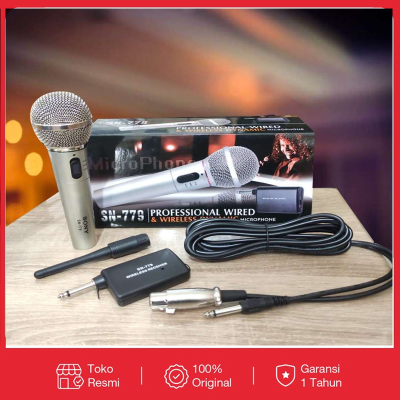Mic/Microphone Single Wireless dan Kabel SONY SN-779 || Profesional
