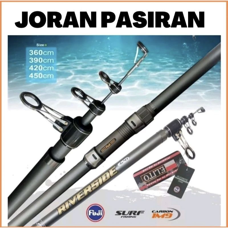Joran Pasiran Telescopic Elito Riverside 360 390 420 Fuji Surf Carbon Ringan