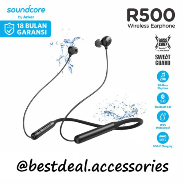 Unik Anker Soundcore R500 Bluetooth Earphone Sport Bass Neckband - A3213 Diskon