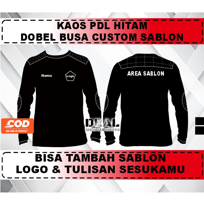 Kaos hitam busa hitam lapangan PDL dobel busa bisa Tambah Sablon Sesukamu