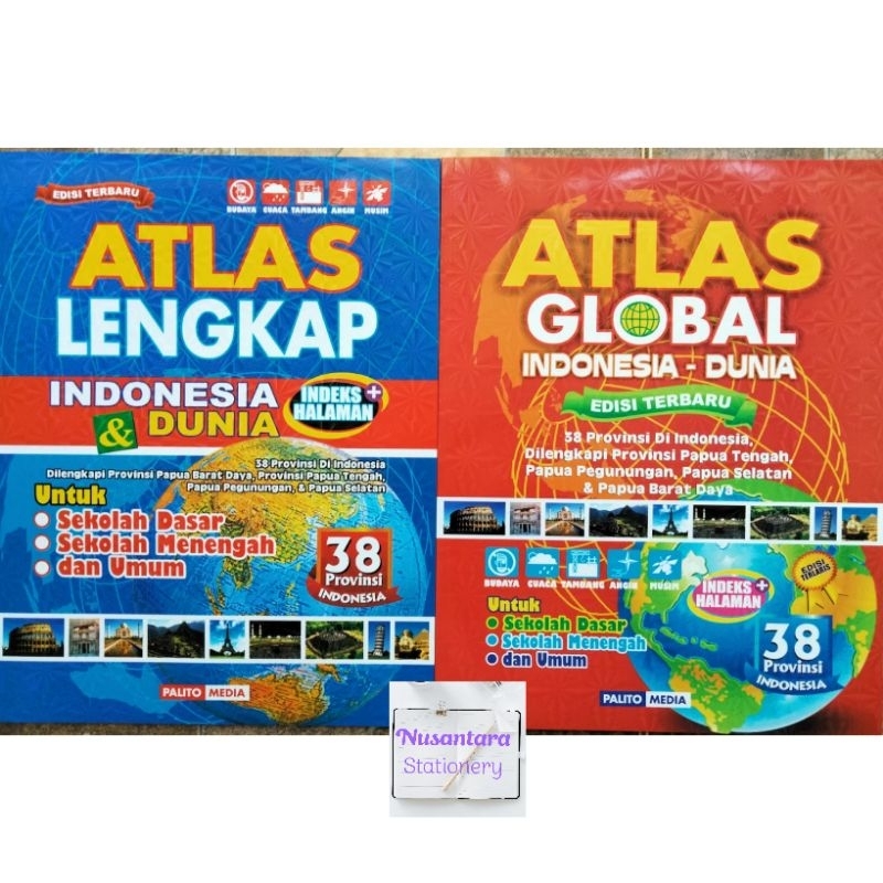 Atlas Lengkap Indonesia & Dunia | Atlas Global Indonesia & Dunia Edisi Terbaru 38 Provinsi
