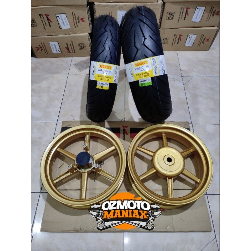 Wheel Set Velg Vrossi Starmax Aerox 155 + Ban Pirelli Diablo Rosso