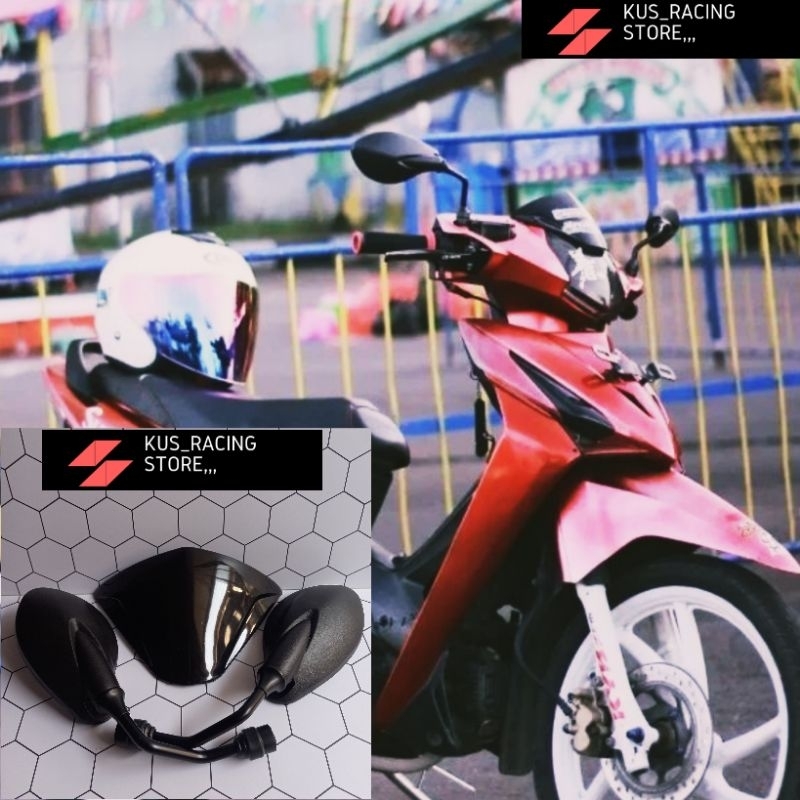 Visor plus spion x1 hitam polos honda revo fi revo absolute