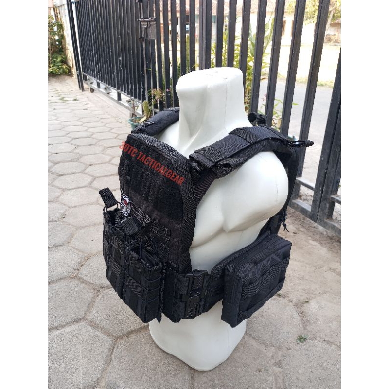 Rompi Tactical  plate Bodyvest Outdoor Pria Polri Body Vest Blackmamba Army Militer Brimob Black Mam