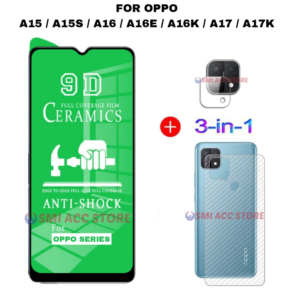 PAKET TG OPPO A15s / A16s / A15 / A16 / A16E / A16K Tempered Glass Ceramic Clear HD Anti Gores Pelin