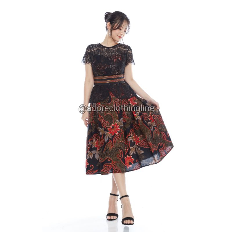 Adore Batik Dress Klok Lace Hitam