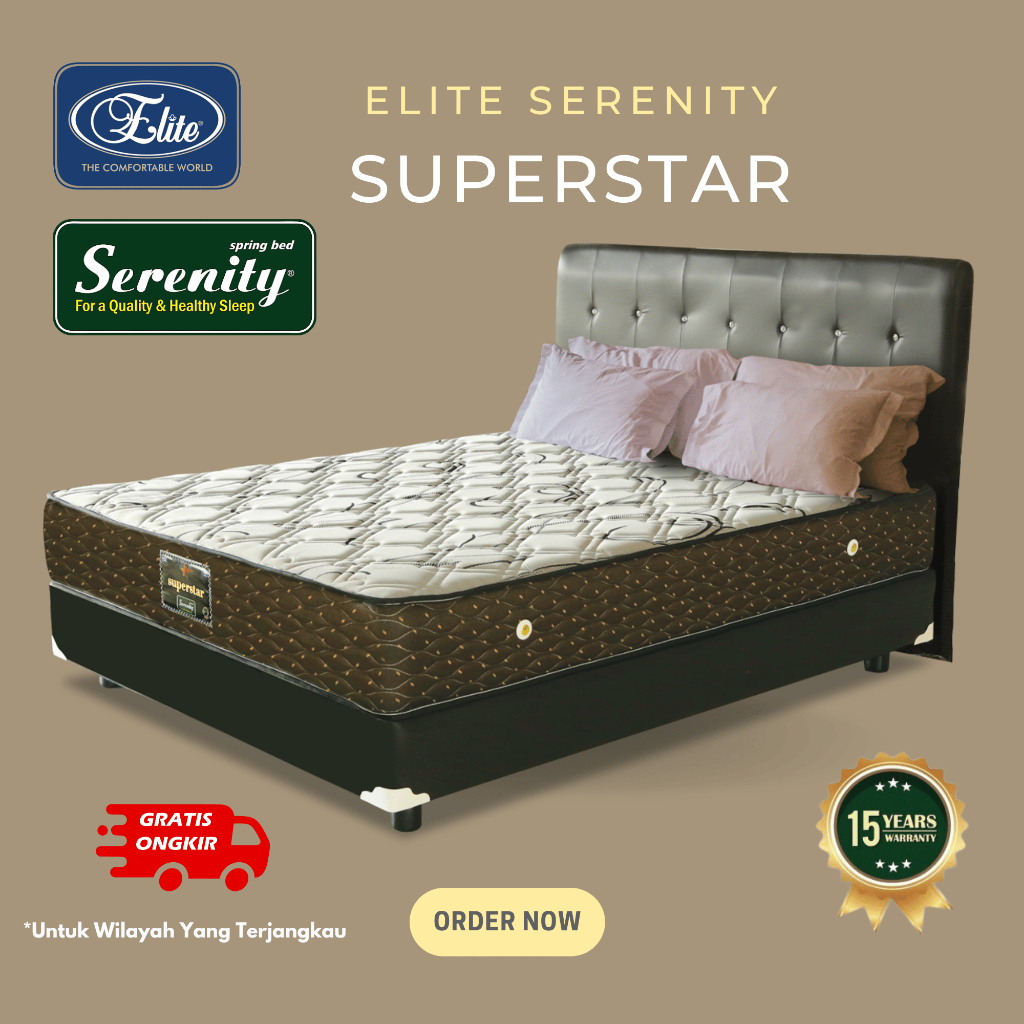 Kasur Elite Serenity Superstar Putih 140x200 (Full Set) / Springbed / Matras