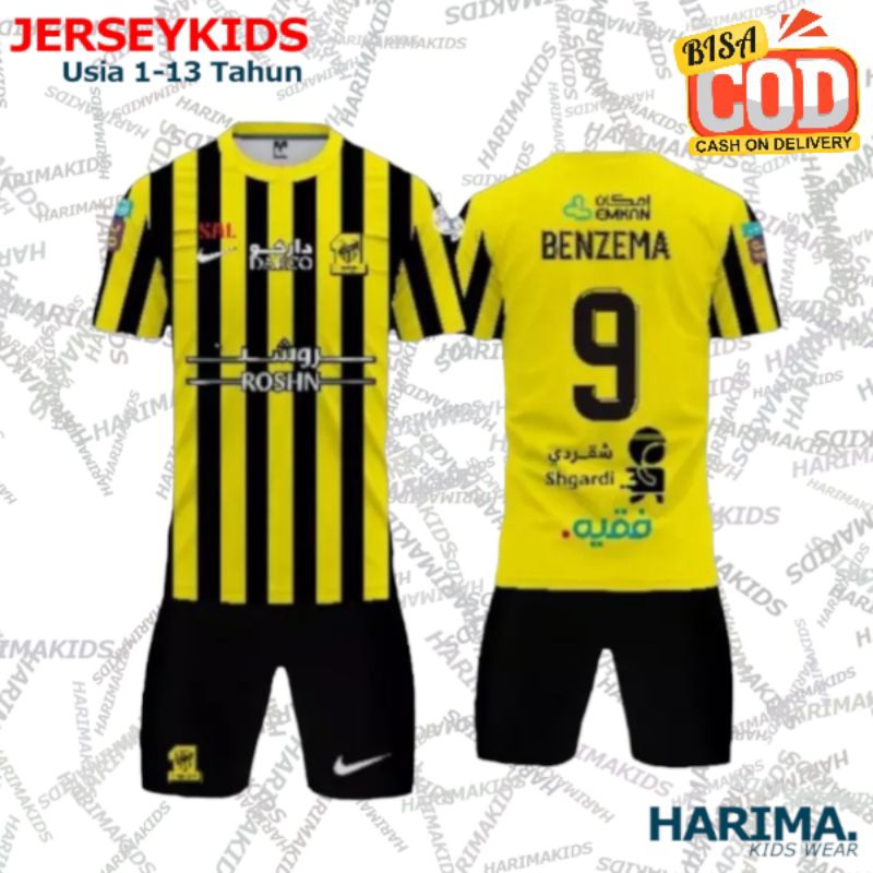 baju bola anak laki laki benzema Ittihad liga arab