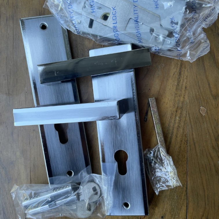 NORGEN Gagang Kunci Silinder Pintu Tanggung Besar Plat Handel Stainless Door Lock