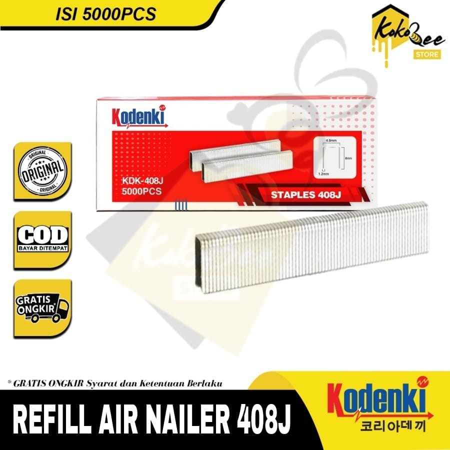 

Airnailer paku tembak isi staples 408J kodenki stapler gun refiil 5rb Airnailer paku tembak isi staples 408J kodenki stapler gun refiil isi 5000pcs - Isi paku tembak airnailer tembakan angin untuk rotan sofa futniture mebel 408J isi 5000pcs