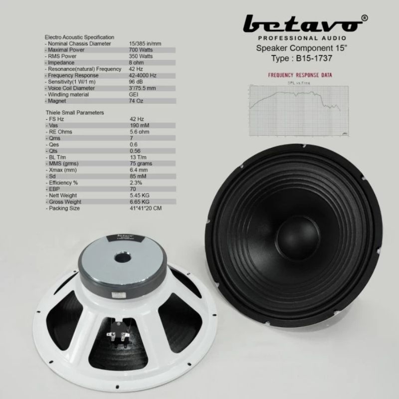 speaker komponen betavo B15-1737 15 inch betavo