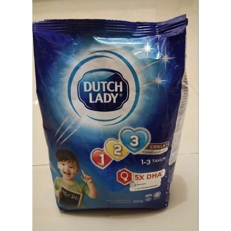 Dutch Lady 123 Rasa Coklat Susu Bubuk ori Malaysia 850gr