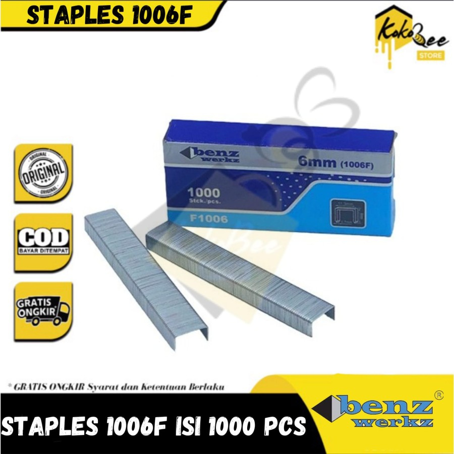 

Isi staples tembak manual tangan 1006F isi 1000pcs Benz Werkz - reffil isi stapler 1006F paku tembak manual isi perbox 1000 pcs benz werkz