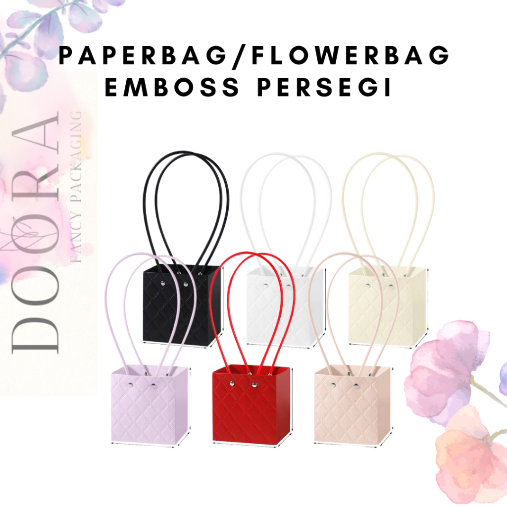 

Paper Bag Buket Bunga Persegi Emboss /Flower Bag/Flower Box/Bouquet Bag