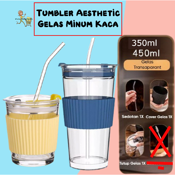 Master Belanja Gelas Tumbler Aesthetic Gelas Minum Kaca Simple Elegan Water Bottle Cup for Coffee