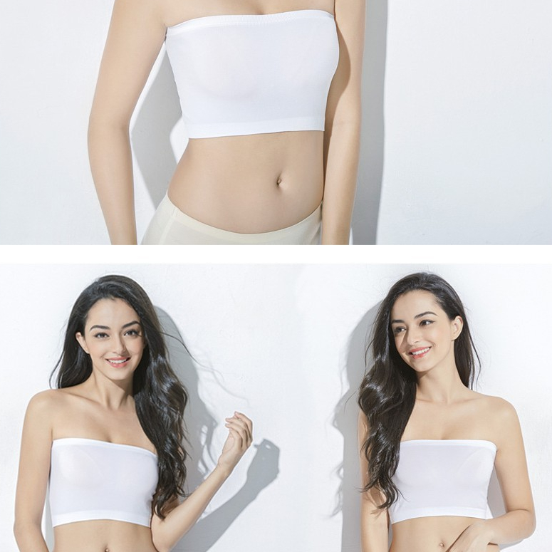Bandeau Bra Kemben Tanpa Kawat Polos Strapless Fashion Wanita Polos