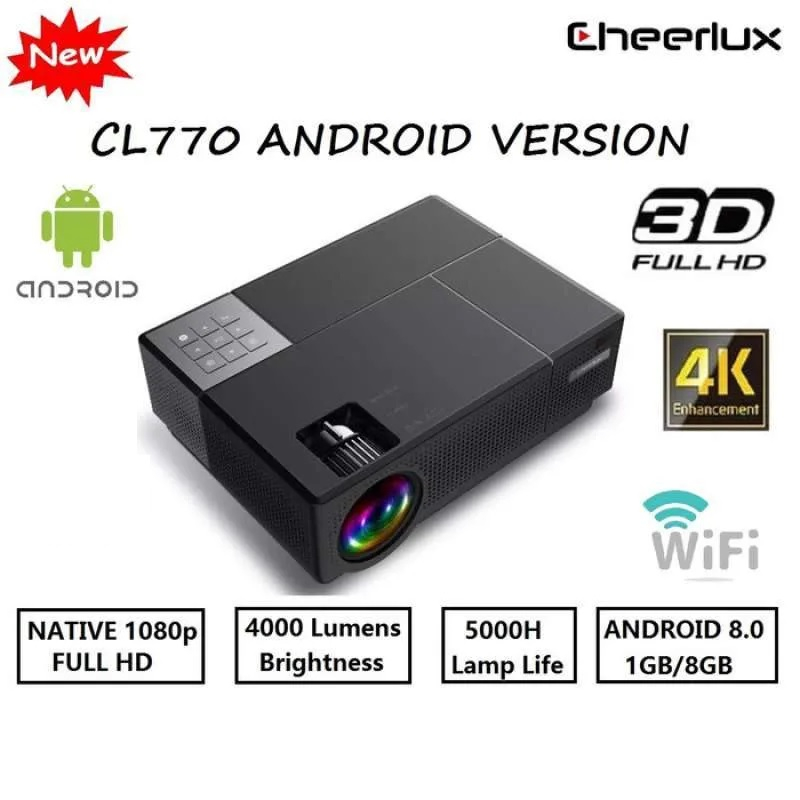 LED Proyektor Cheerlux CL770 CL 770 Android 4000 Lumens FHD 1080p