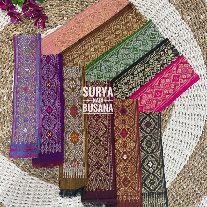 Selendang songket bali asli tenun benang emas | Obi songket bali