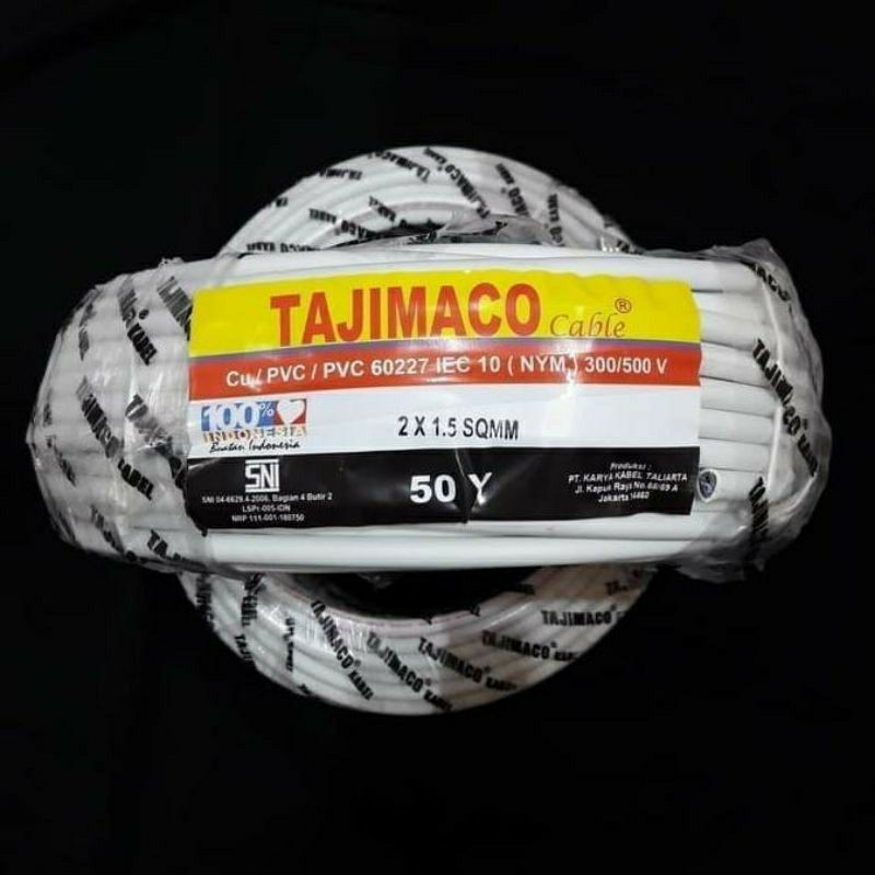 KABEL LISTRIK TEMBAGA MURNI NYM 2x1,5 TAJIMACO CABLE Kabel Tunggal isi dua