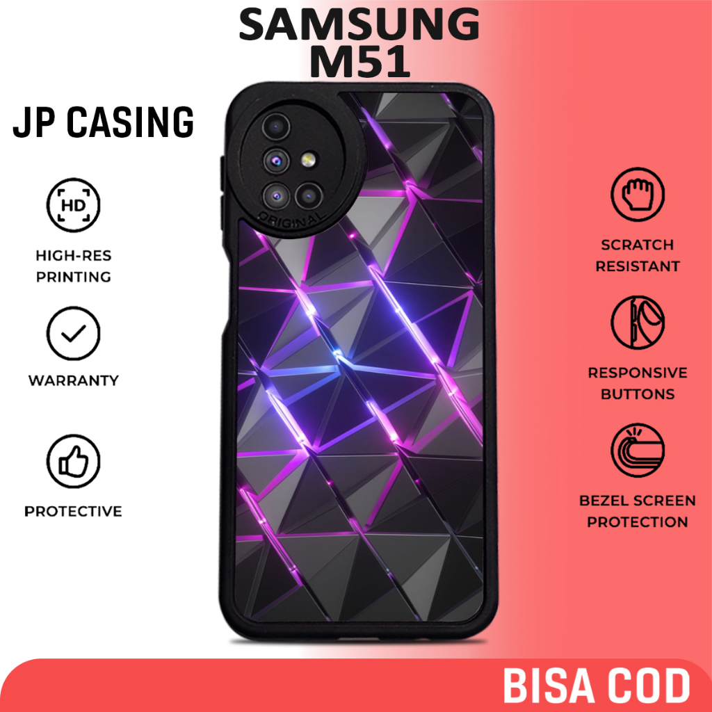 Case Samsung M51 [ ABSTRAK KUBIK ] Casing Samsung M51 Hardcase Softcase Premium Glossy