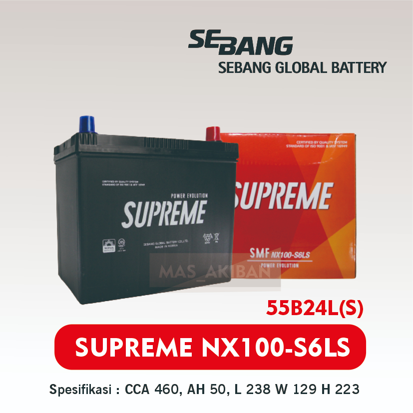 AKI SUPREME NX100-S6L(S) CODE 55B24L(S) BERGARANSI