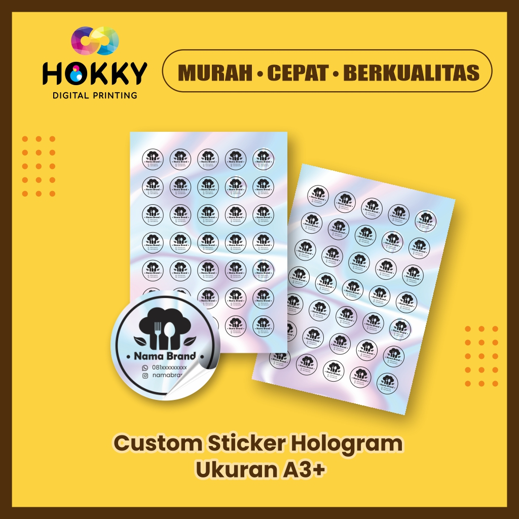 

CETAK STIKER HOLOGRAM A3+ KEMASAN BRAND LOGO OLSHOP LOGO MAKANAN - CUSTOME STIKER HOLOGRAM METALIC MURAH CEPAT BERKUALITAS