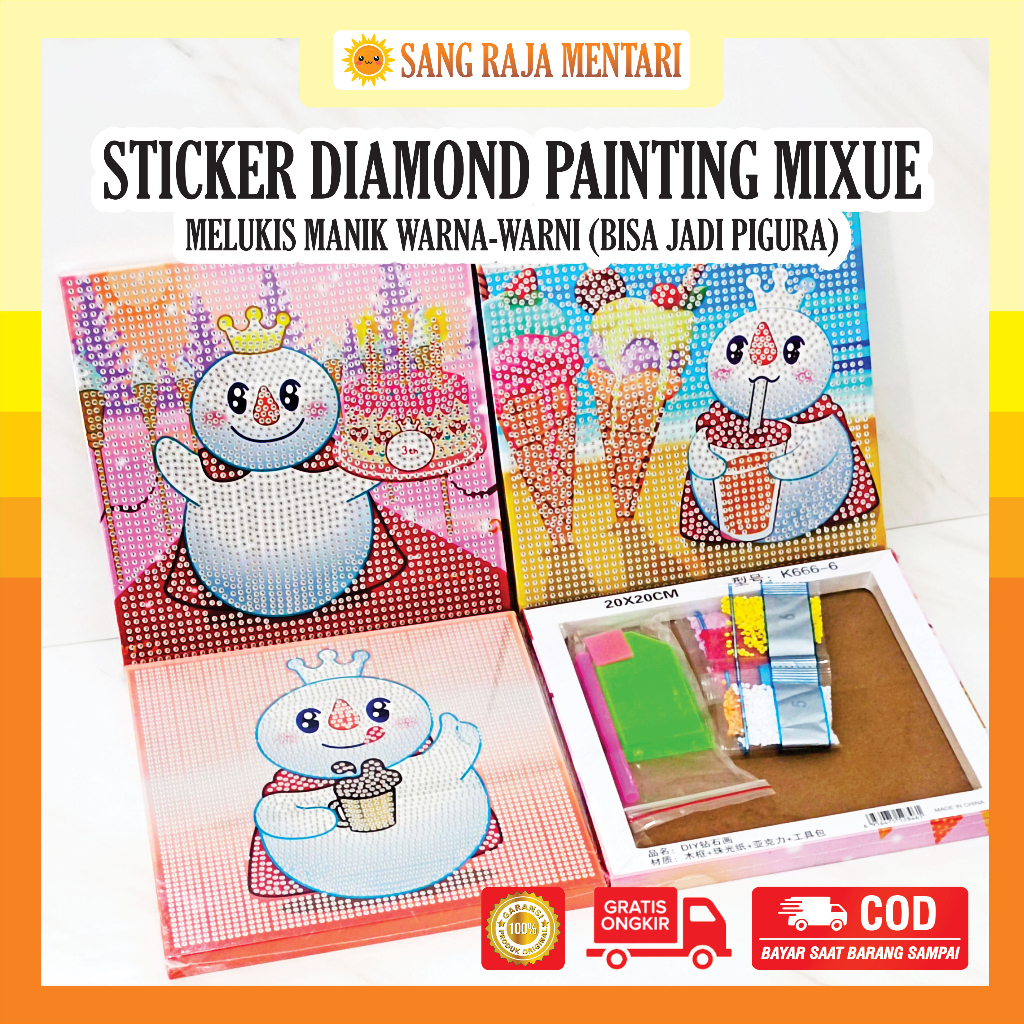 

Sticker Mixue Diamond Painting Kit Dapat Bingkai Frame 20x20 cm | Stiker DIY Melukis Manik Beads | Mainan Edukasi Anak Diamondpainting
