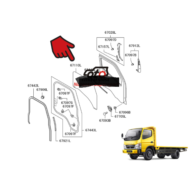 KACA PINTU ORIGINAL MITSUBISHI COLT DIESEL CANTER