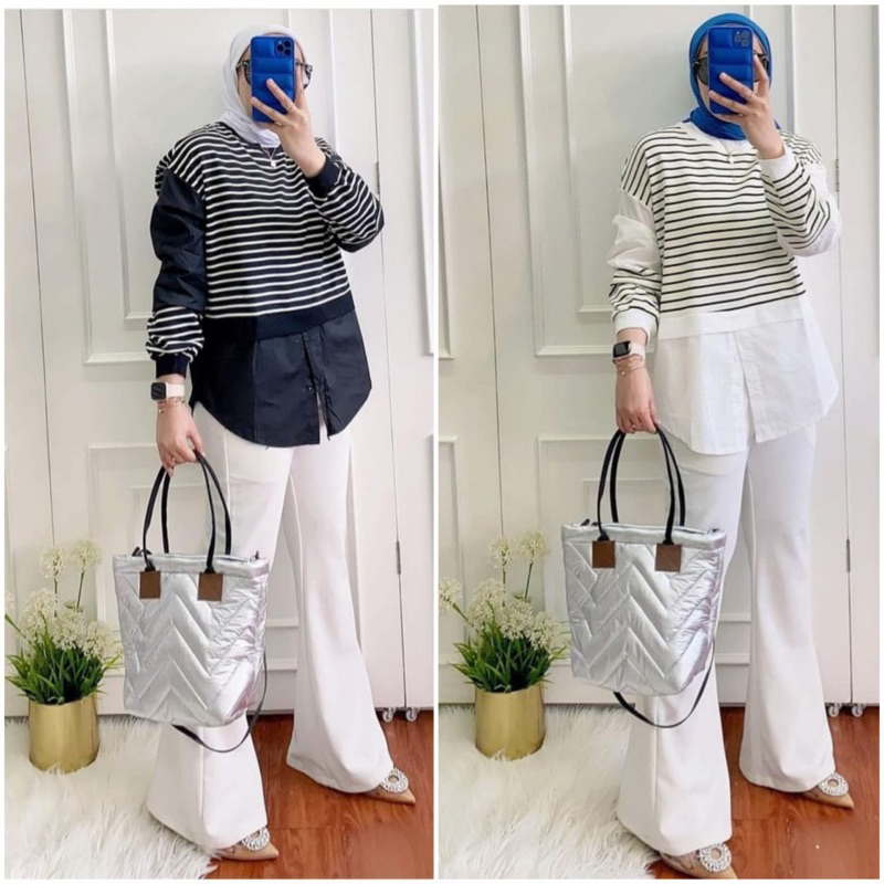 Blouse Kaos Knit Mix Katun Premium