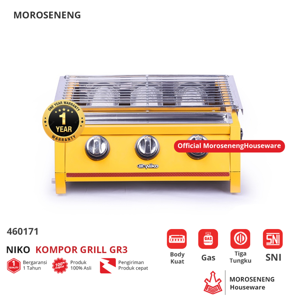 Niko Kompor Grill GR 3 Panggangan Niko 3 Tungku