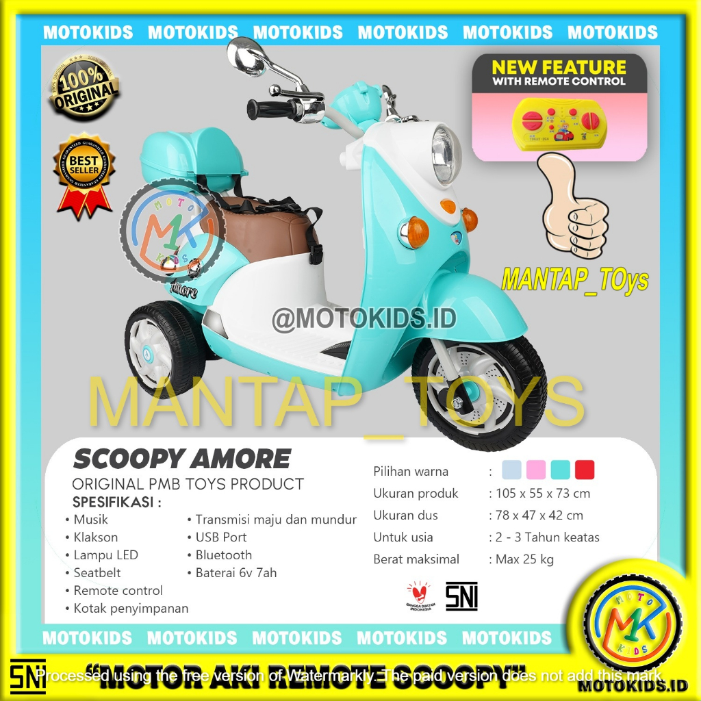Motor aki Anak Remote scoopy M338 PMB M 338 Floopy Motokids EMT 2201 EMT2201 Scoopy Aki Anak Scoopy 