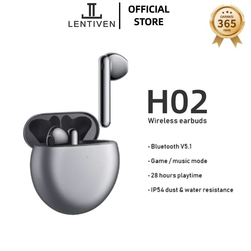 LENTIVEN Earphone Headset Bluetooth Wireless TWS Gaming Music Mode Earbuds H02