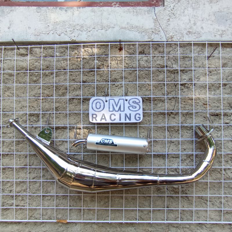 knalpot satria 2tak satria hiu satria lumba cms chrom