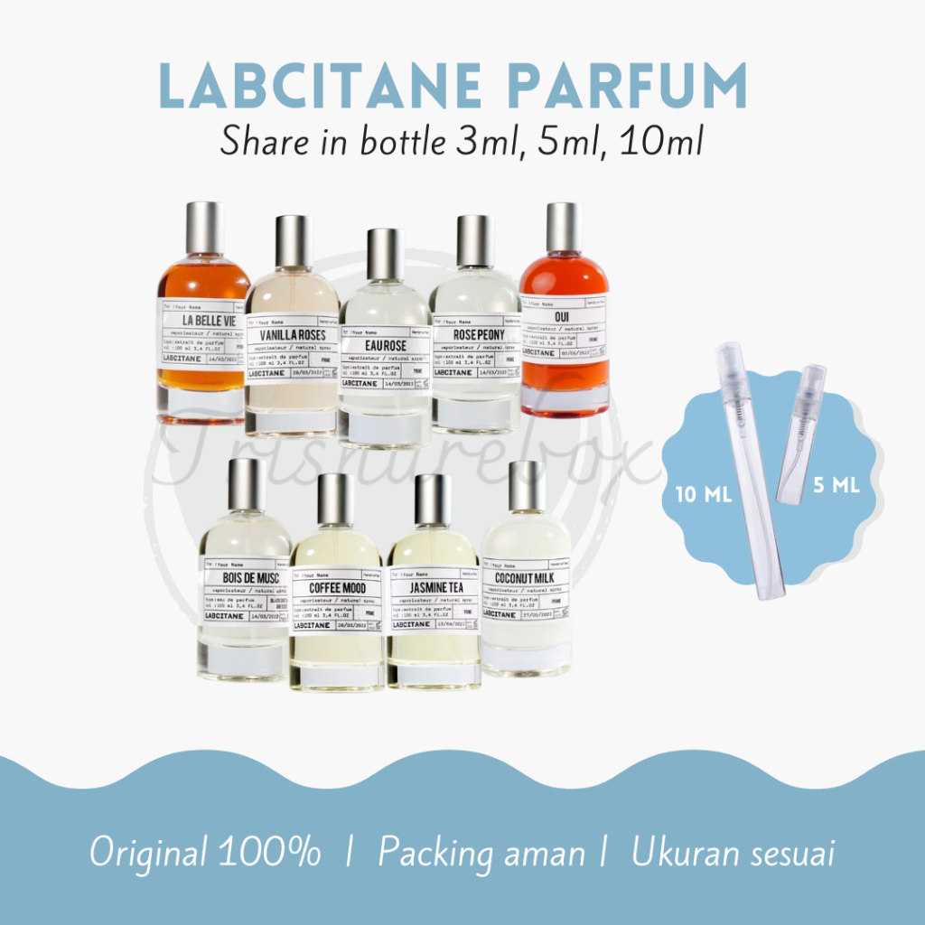 Decant Share Parfum Labcitane Vanilla Roses Rose Peony Jasmine Tea Coconut Milk Pear Idole La Belle 