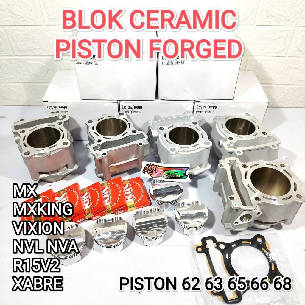 blokset Blok BORE UP CERAMIC 62 63 65 66 68 Racing bore up MX 150 king Vixion new r15 old