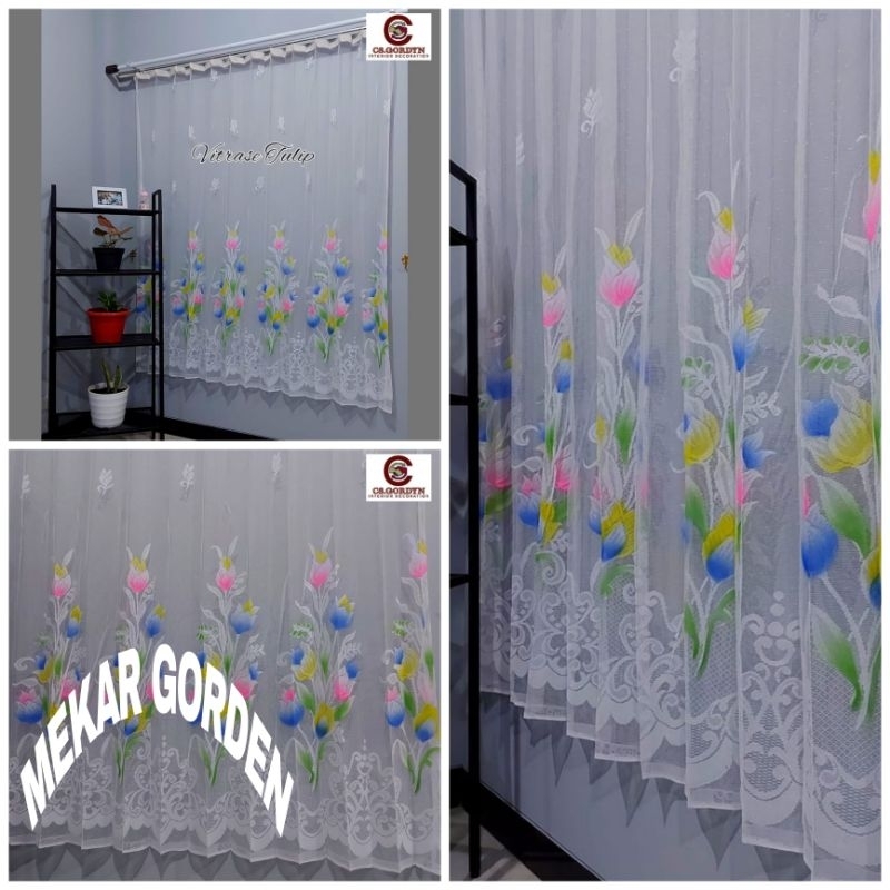 Gorden Vitrase polos putih Tirai Transparan dalaman Lapisan Horden Jendela Minimalis lebar 2 meter