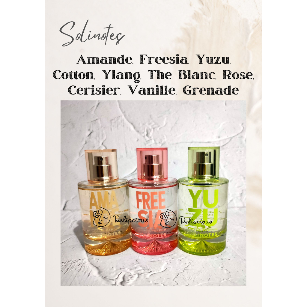 Decant - Solinotes - Freesia, Amande, Yuzu, Cotton, Ylang, The Blanc, Cerisier, Grenade, Rose, Vanil