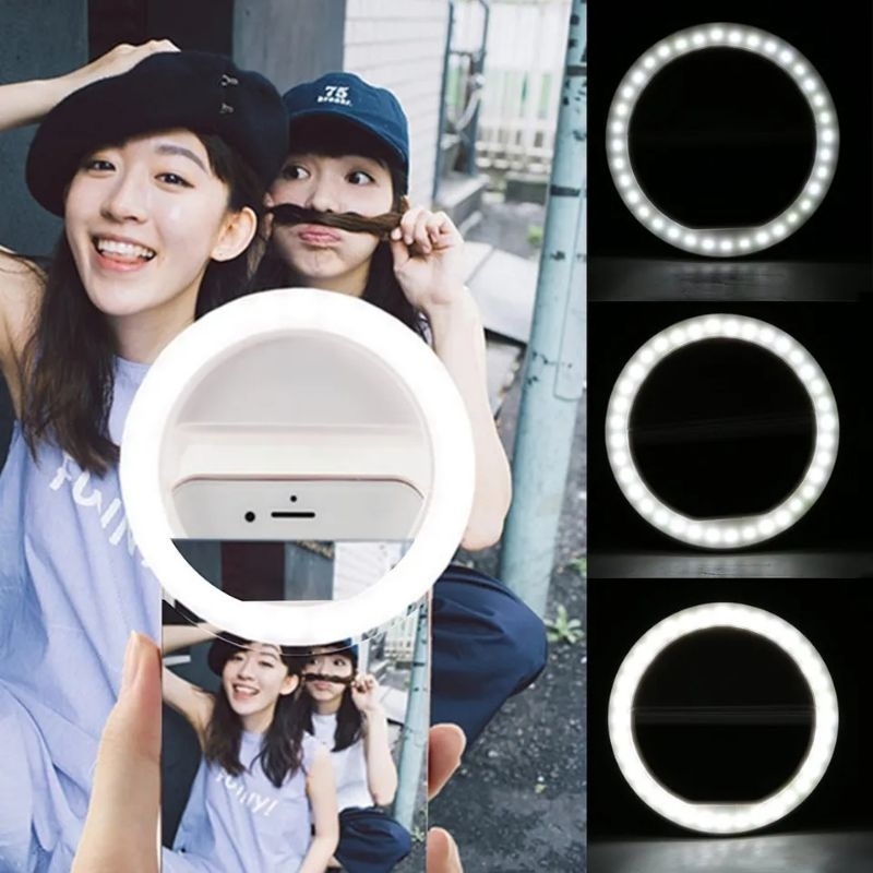 mini ring light selfie LED baterai rechargeable bisa dicas lampu led bulat selfie flash charm eyes l