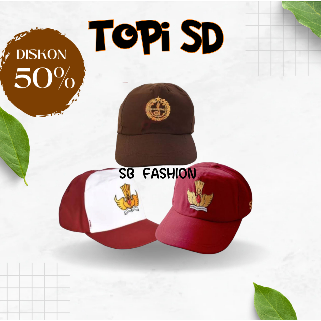 topi ped pramuka penggalang sd merah putih sd merah merah sd / topi ped coklat pramuka anak sd bordi