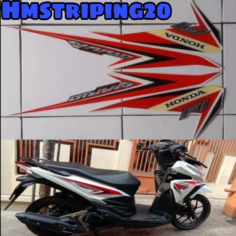 STRIPING STIKER HONDA VARIO TECHNO 125 FI 2015 PUTIH MERAH