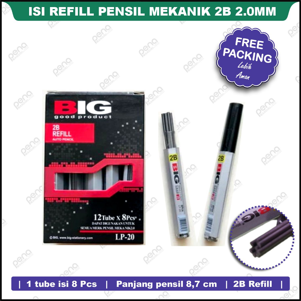 

BIG Isi Refill Pensil Mekanik 2B 2.0mm Murah 8Pcs
