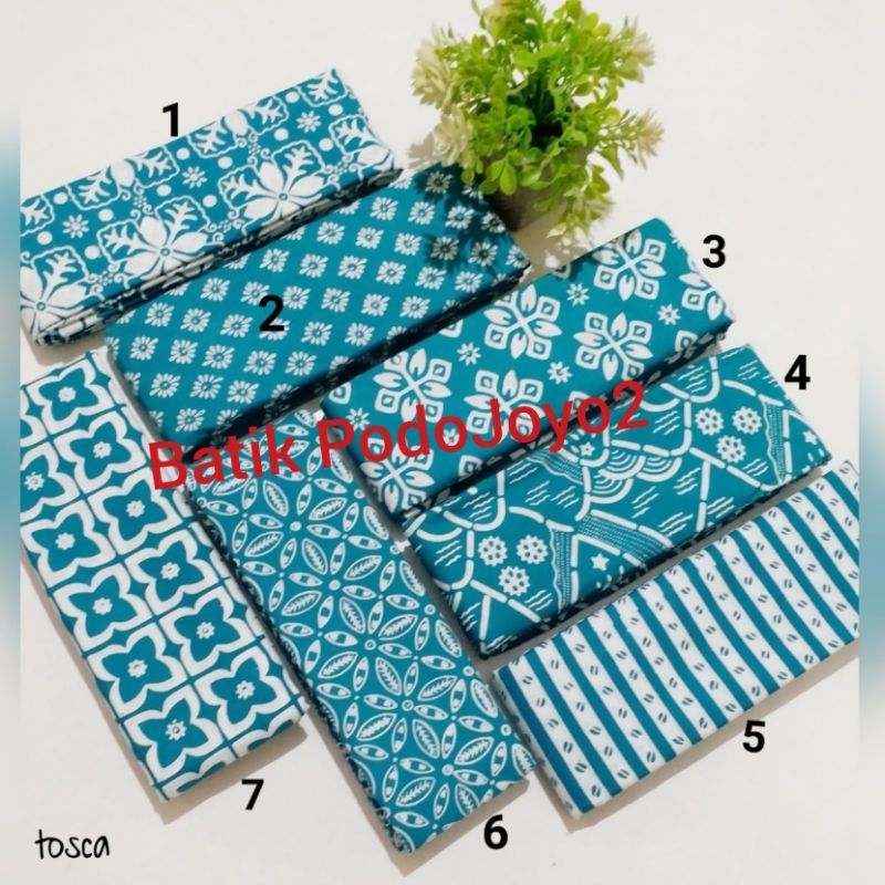 Kain Batik Cap AK Warna Tosca Satu Warna Tosca Putih