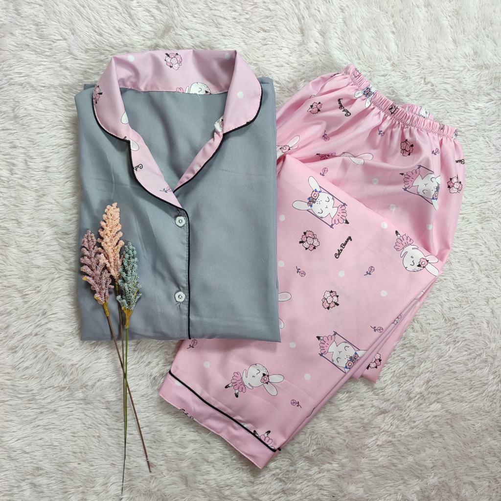 YZ4 BAJU TIDUR / PIYAMA WANITA DEWASA XL (LD 110 CM), LENGAN PANJANG & CELANA PANJANG