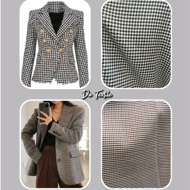 KAIN BAHAN BLAZER KEKINIAN SEMI WOOL HOUNDSTOOTH IMPORT