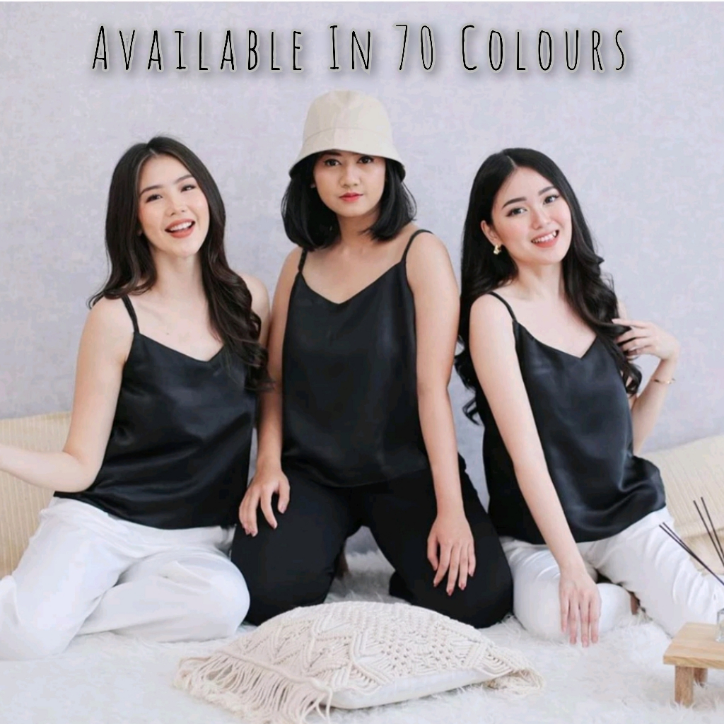 Tank Top Kamisol Tanktop V-Neck Satin Polos Size Up To 5L | JUMBO Extra BIG SIZE
