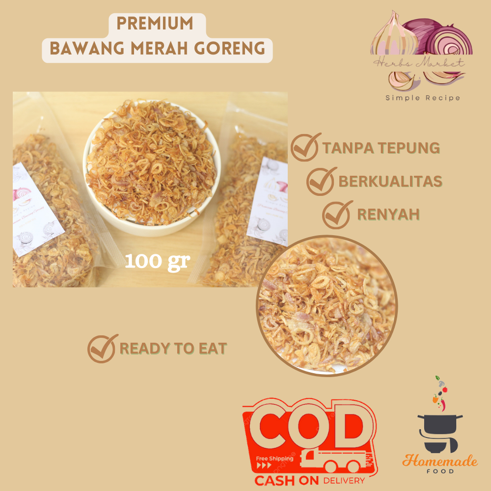 

100 GR Premium Bawang Merah Goreng Asli Probolinggo Siap Makan/Bawang Goreng Asli Probolinggo Premium / Premium Fried Shallots Ready To Eat/ Brambang Goreng /Bawang Goreng